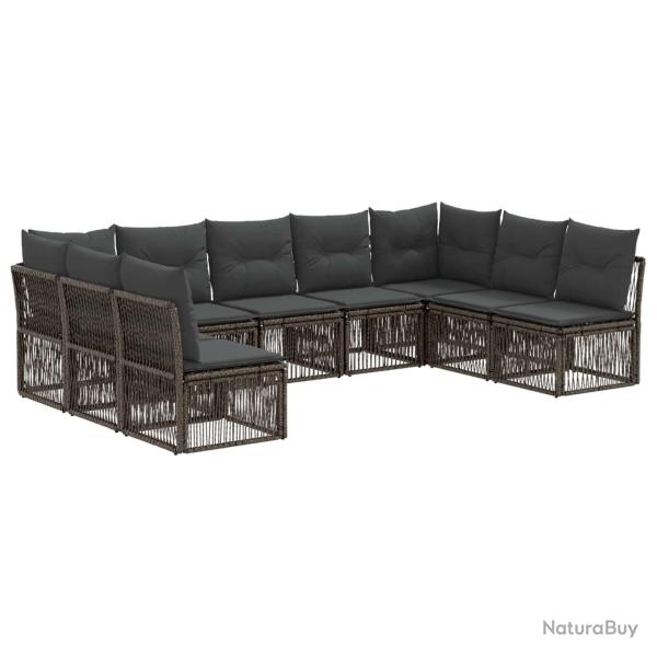 Ensemble de canap� de jardin 9 pcs Gris polyrotin