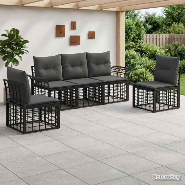 Ensemble de canap�s d'ext�rieur 5 pcs Noir et Gris fonc�