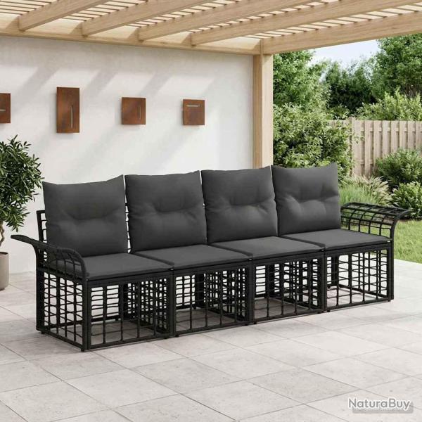 Ensemble de canap�s d'ext�rieur 4 pcs Noir et Gris fonc�