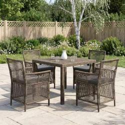 Chaise d'Ext&eacute;rieur 4 pcs Gris et Gris fonc&eacute; polyrotin