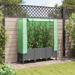 Jardini&egrave;re de jardin avec couverture de serre et roues 3 pc PP