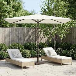 Parasol de jardin 200 x 300 cm Polyester Rectangulaire Cr&egrave;me