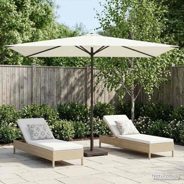 Parasol de jardin 200 x 300 cm Polyester Rectangulaire Cr�me