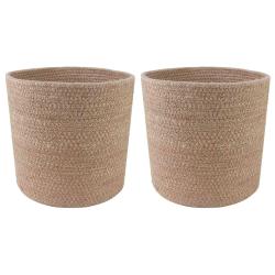 Ensemble de Pots &agrave; Plantes 2 pcs Naturel &Oslash; 21 x 21 cm