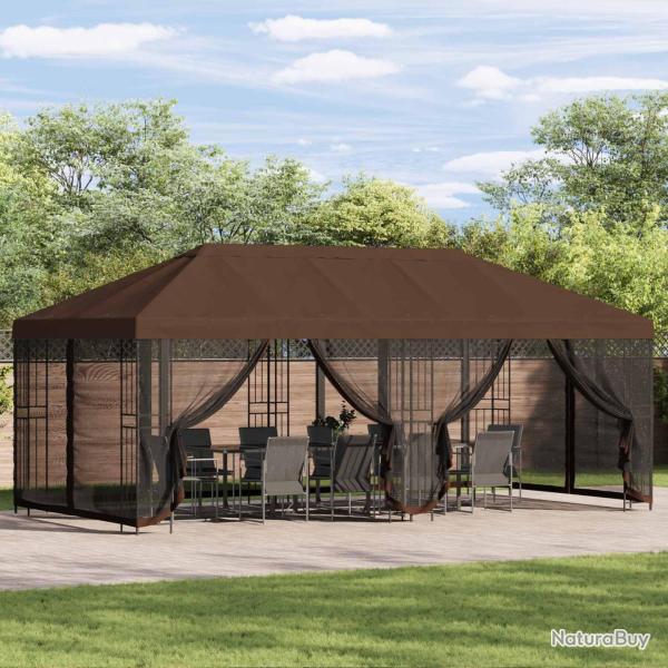 Gazebo avec murs lat�raux 6 x 3 m Marron Polyester et Acier 190