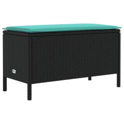 Pouf de Jardin Noir et turquoise 80 x 38 x 42 cm Rotin PE