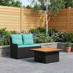 Canap&eacute; de jardin avec accoudoirs et table relevable 2 Pi&egrave;ce