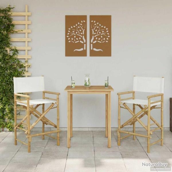 Chaise de directeur pliante 2 pcs Naturel Bambou