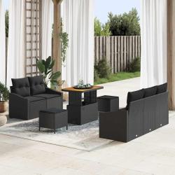 Ensemble de canap&eacute; de jardin avec coussin 8 pcs Noir