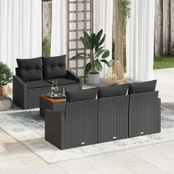 Ensemble de canap&eacute; de jardin avec stockage 6 pcs Noir polyrotin