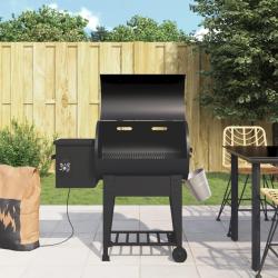 Gril &agrave; granul&eacute;s avec &eacute;tag&egrave;re inf&eacute;rieure noir 94 cm fer
