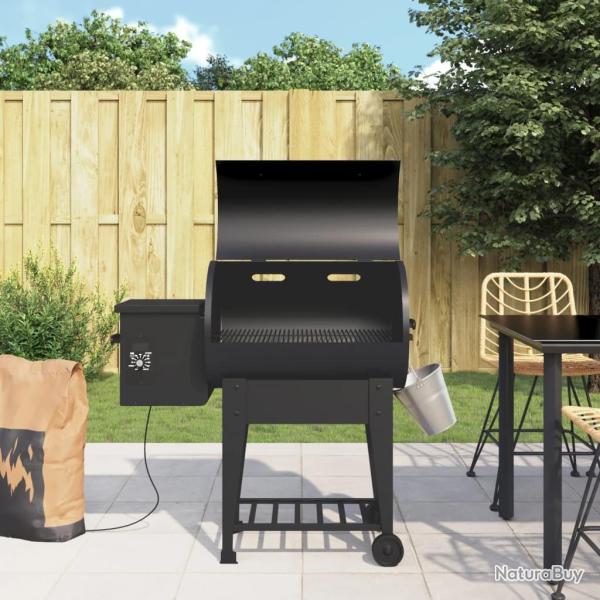 Gril � granul�s avec �tag�re inf�rieure noir 94 cm fer
