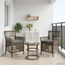 Chaise d'Ext&eacute;rieur 2 pcs Gris et Gris fonc&eacute; polyrotin