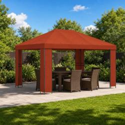 Pavillon 4 &times; 3 m Terre cuite Polyester et Acier 190 gsm