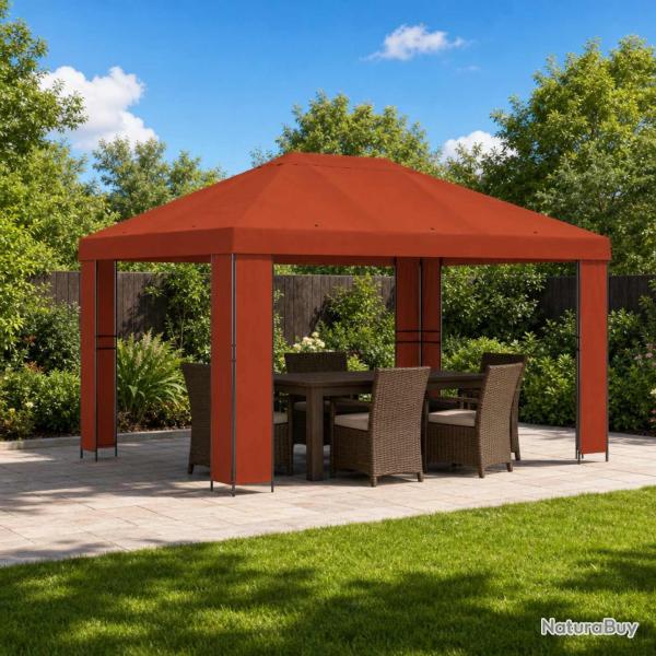 Pavillon 4 � 3 m Terre cuite Polyester et Acier 190 gsm
