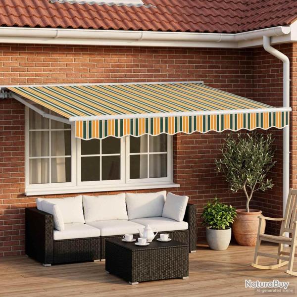 Cadre de store manuel avec LEDs Vert, Jaune, Blanc 3 x 2,5 m