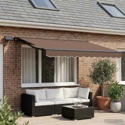 Cadre de store manuel avec LEDs Taupe 3 x 2,5 m