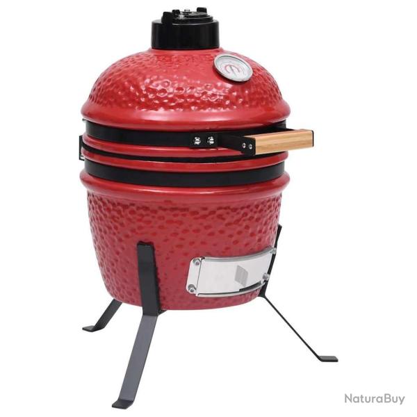 Barbecue � fumoir Kamado 2-en-1 C�ramique 56 cm Rouge