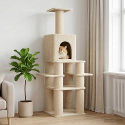 Arbre &agrave; chat avec poteaux &agrave; griffer en sisal Cr&egrave;me 180 cm