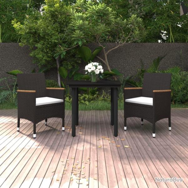 Ensemble � manger de jardin coussins 3 pcs R�sine tress�e Verre