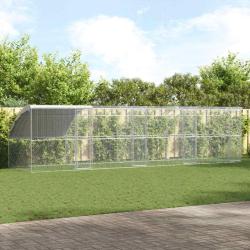 Cage &agrave; poules 4 pcs Argent&eacute; 800 x 200 x 200 cm Acier et PE