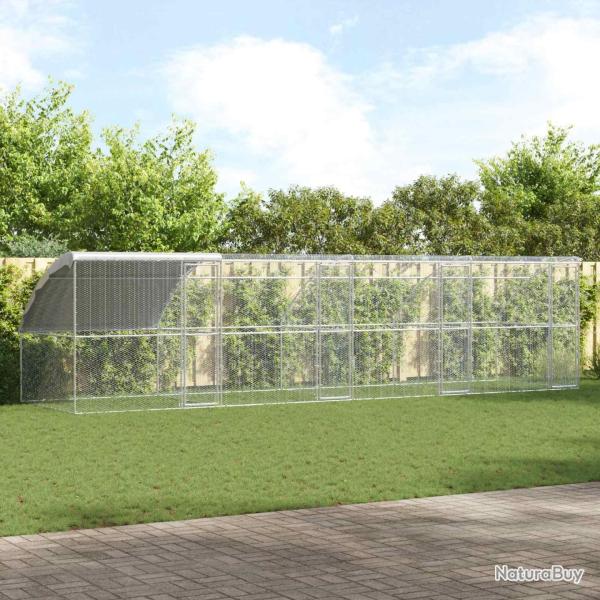Cage � poules 4 pcs Argent� 800 x 200 x 200 cm Acier et PE