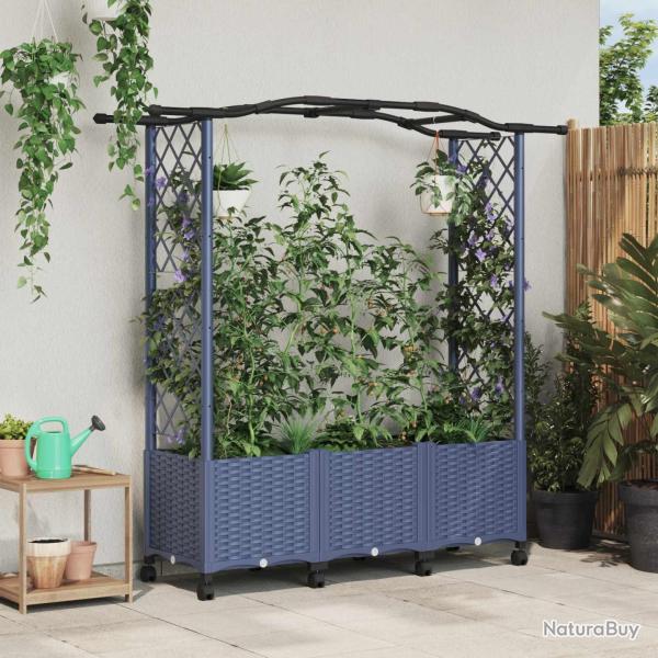 Lit �lev� avec Treillis et Toit Gris 164 x 40 x 144 cm PP