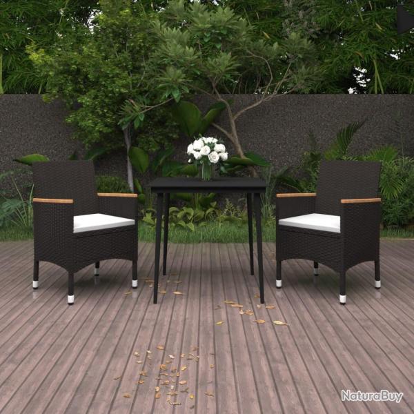 Ensemble � manger de jardin coussins 3 pcs R�sine tress�e Verre