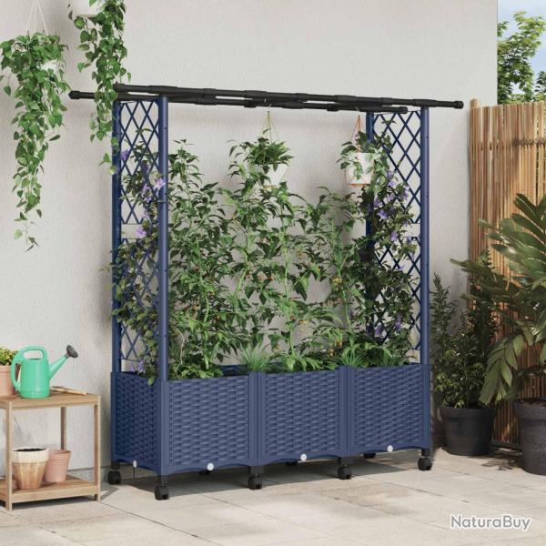 Lit �lev� avec Treillis et Toit Gris 162,5 x 40 x 142 cm PP