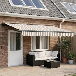 Auvent r&eacute;tractable Gris clair et blanc 4 &times; 3 m