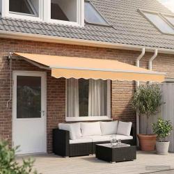 Auvent r&eacute;tractable Sable 400 &times; 350 cm Tissu et Aluminium