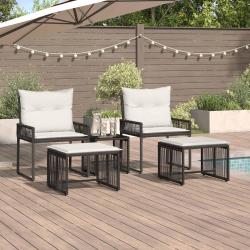 Ensemble de meubles d'ext&eacute;rieur 11 pcs Noir et blanc cr&egrave;me