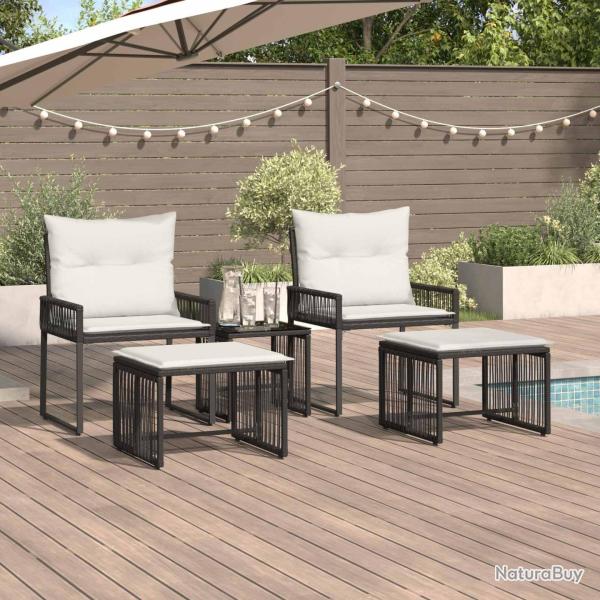 Ensemble de meubles d'ext�rieur 11 pcs Noir et blanc cr�me