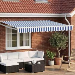 Auvent r&eacute;tractable &eacute;lectrique Bleu et Blanc 3,5 x 2,5 m