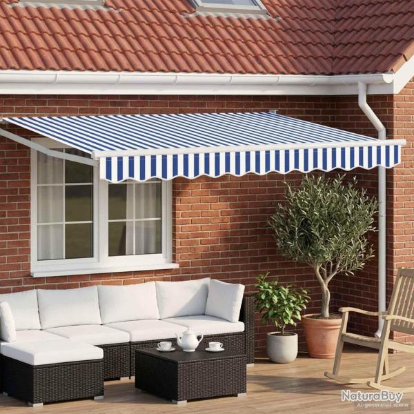 Auvent r�tractable �lectrique Bleu et Blanc 3,5 x 2,5 m