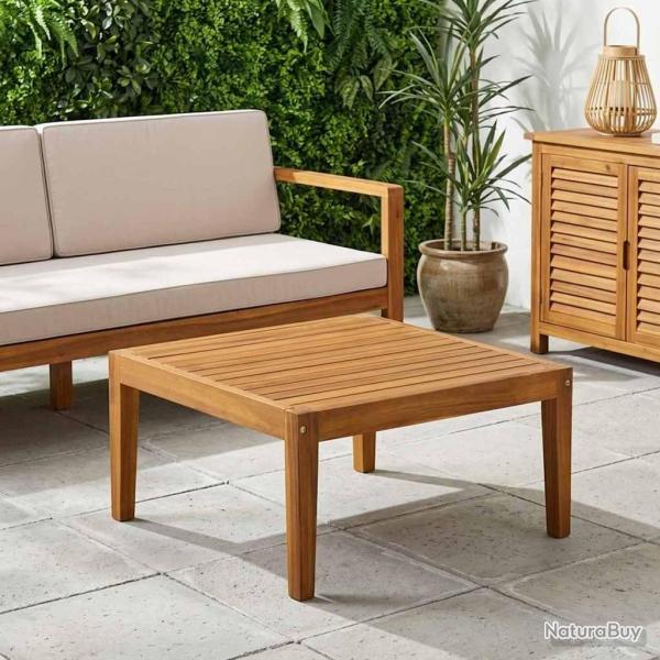 table Bois d'Acacia Massif Naturel 60 x 60 x 30 cm