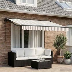 Auvent r&eacute;tractable Gris clair et blanc 3 x 2,5 m