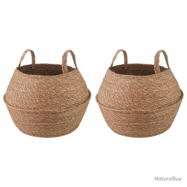 Pot de plante avec poign�es 2 pcs Naturel � 32 x 32 cm