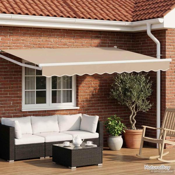 Auvent r�tractable �lectrique Beige et blanc 3,5 x 2,5 m