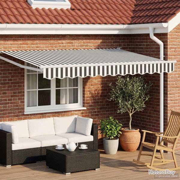 Auvent r�tractable �lectrique Anthracite et blanc 3,5 x 2,5 m