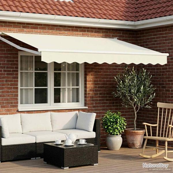 Auvent r�tractable �lectrique Cr�me et Blanc 3,5 x 2,5 m