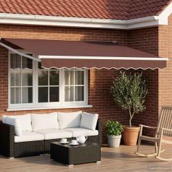 Auvent r&eacute;tractable &eacute;lectrique Marron et blanc 3,5 x 2,5 m