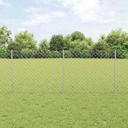 Cl&ocirc;ture grillag&eacute;e avec poteau 10 x 1 m Acier galvanis&eacute; Argent&eacute;
