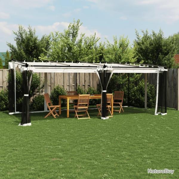 Tonnelle avec parois en filet cr�me 6x3 m acier