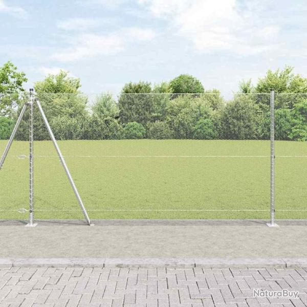 Cl�ture hexagonale avec base en b�ton 10 x 1,2 m Argent� Maille