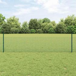 Cl&ocirc;ture en fil soud&eacute; avec poteaux 100 x 0,5 m Vert Maille
