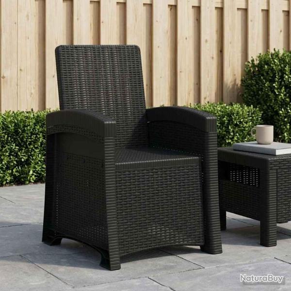 Chaise de jardin inclinable imitant le rotin Anthracite PP