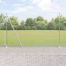 Cl&ocirc;ture en fil soud&eacute; avec base en b&eacute;ton 50 x 1,4 m Argent&eacute;