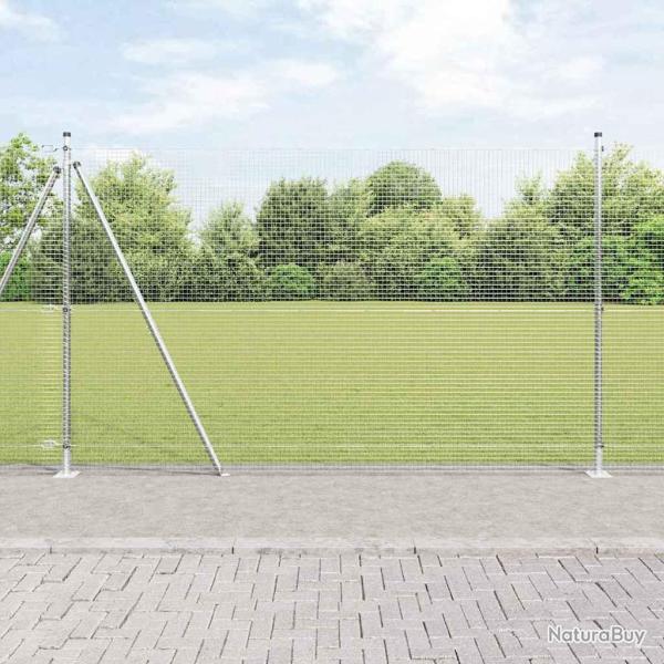 Cl�ture en fil soud� avec base en b�ton 50 x 1,4 m Argent�