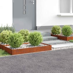 Bordure de Pelouse 4 pcs 100 x 60 x 20 cm Acier Rouill&eacute;